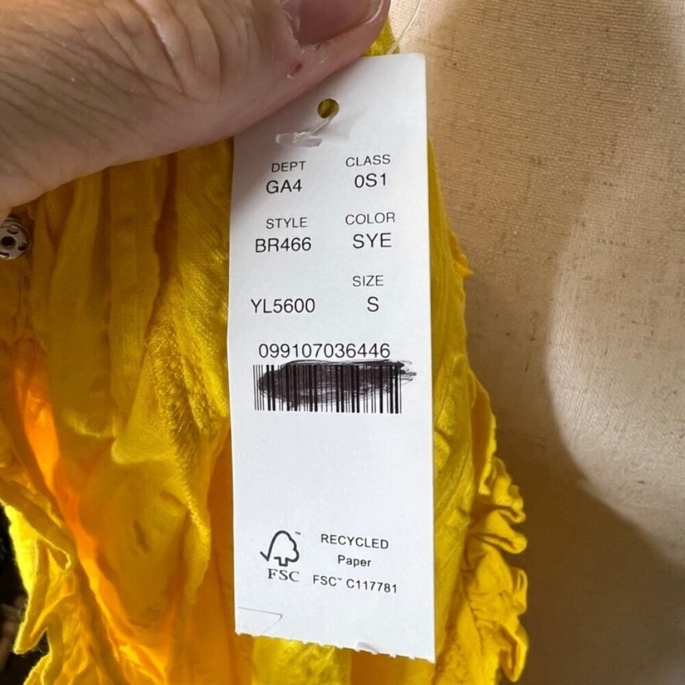 J.Crew $118 Ruffle-Trim Tiered Dress Cotton Dobby Yellow Size S BR466 - Picture 6 of 7